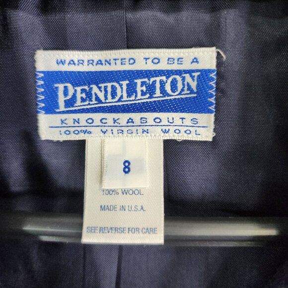 Womens Vintage Navy Blue Pendleton Wool Jacket Full Zip Up Long Sleeve Size 8 - Picture 6 of 11